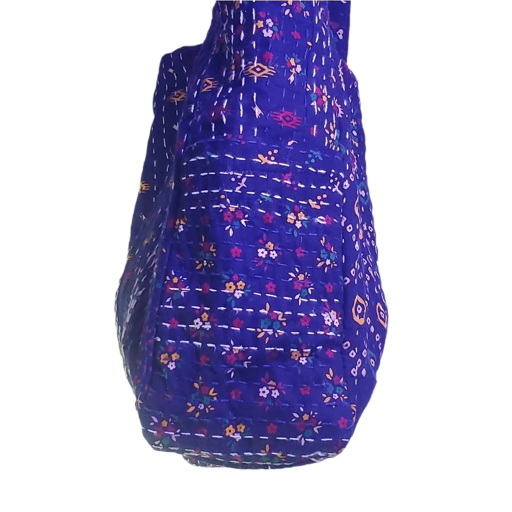 WORLD MARKET Kantha Stitch Tote Bag Multi-color Upcycled Double Straps Bag NWT - Picture 6 of 9